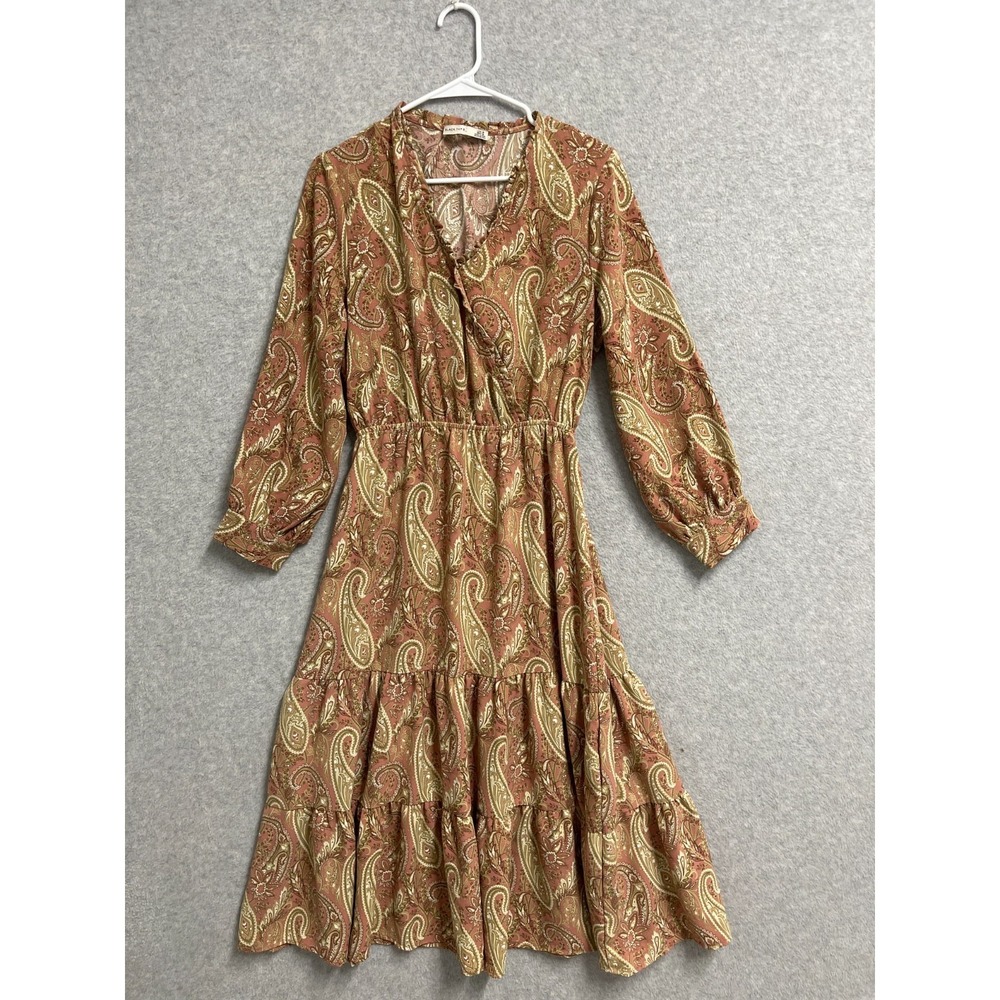 Black Tape Tiered‎ Fit & Flare Dress Womens Medium Multicolor Paisley Print